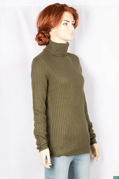 Ladies full sleeve high neck casual fit sweater.