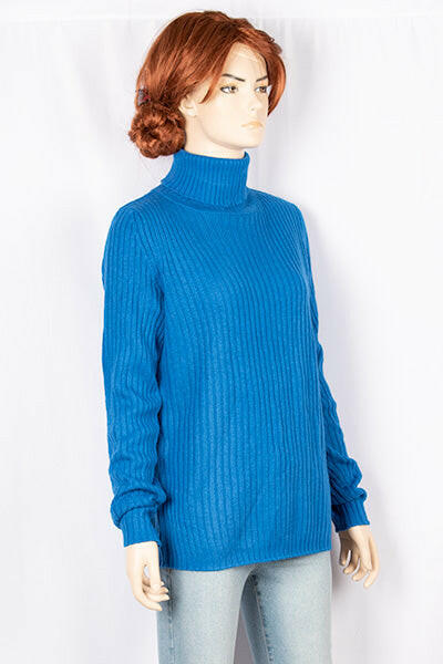 Ladies full sleeve high neck casual fit sweater.