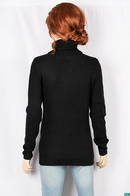 Ladies full sleeve high neck casual fit sweater.