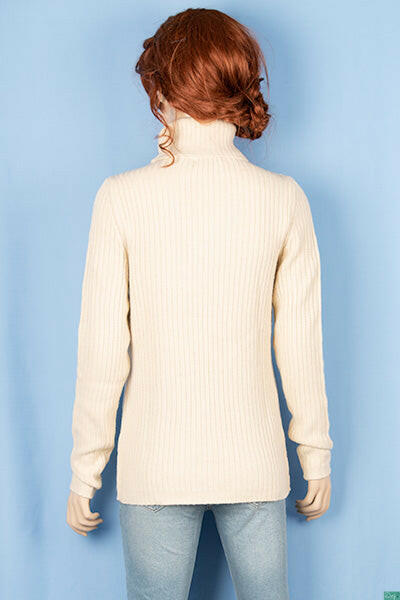 Ladies full sleeve high neck casual fit sweater.