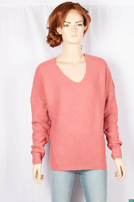Ladies full sleeve casual fit trendy baggy design V neck knitwear.