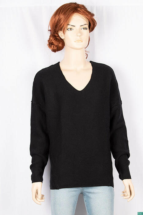 Ladies full sleeve casual fit trendy baggy design V neck knitwear.
