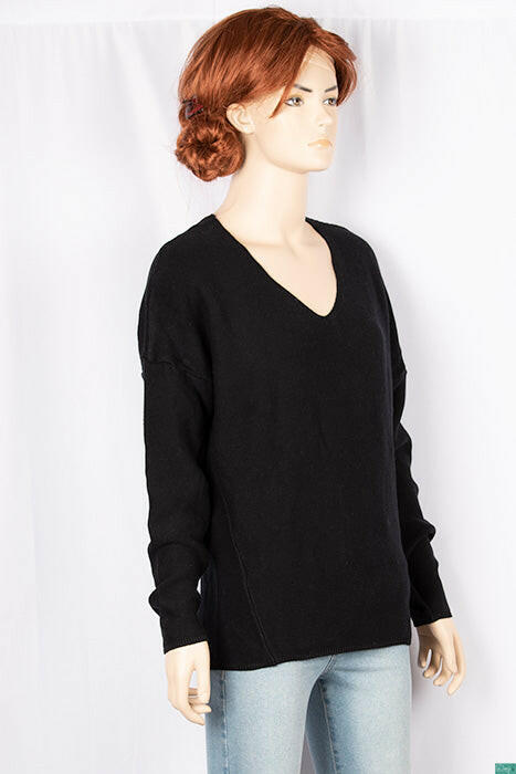 Ladies full sleeve casual fit trendy baggy design V neck knitwear.