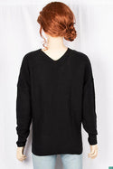 Ladies full sleeve casual fit trendy baggy design V neck knitwear.