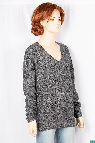 Ladies full sleeve casual fit trendy baggy design V neck knitwear.