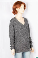 Ladies full sleeve casual fit trendy baggy design V neck knitwear.
