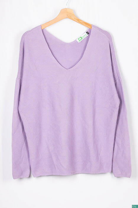 Ladies full sleeve casual fit trendy baggy design V neck knitwear.
