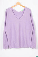 Ladies full sleeve casual fit trendy baggy design V neck knitwear.