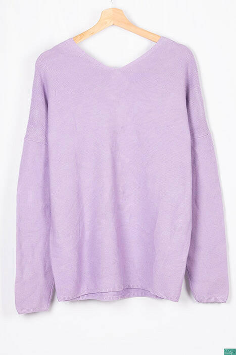 Ladies full sleeve casual fit trendy baggy design V neck knitwear.