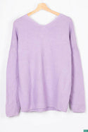 Ladies full sleeve casual fit trendy baggy design V neck knitwear.