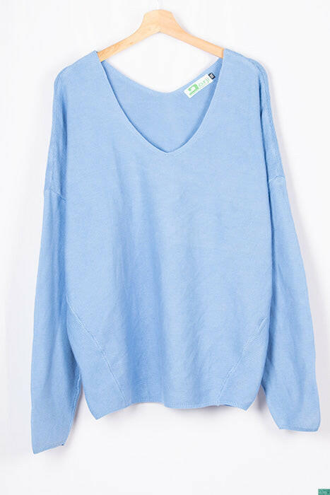 Ladies full sleeve casual fit trendy baggy design V neck knitwear.