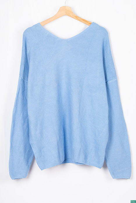 Ladies full sleeve casual fit trendy baggy design V neck knitwear.