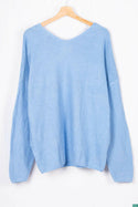 Ladies full sleeve casual fit trendy baggy design V neck knitwear.