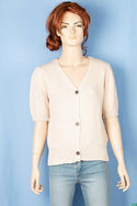 Ladies half sleeve casual fit V neck woollen cardigan.