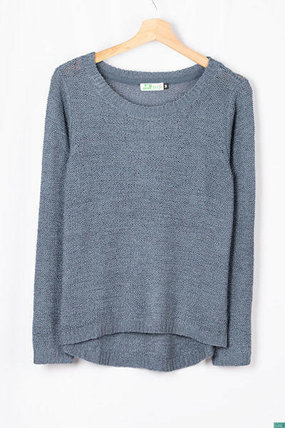 Ladies full sleeve casual fit round neck soft chunky sweater.