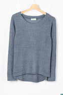 Ladies full sleeve casual fit round neck soft chunky sweater.