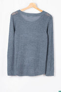 Ladies full sleeve casual fit round neck soft chunky sweater.