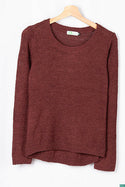 Ladies full sleeve casual fit round neck soft chunky sweater.