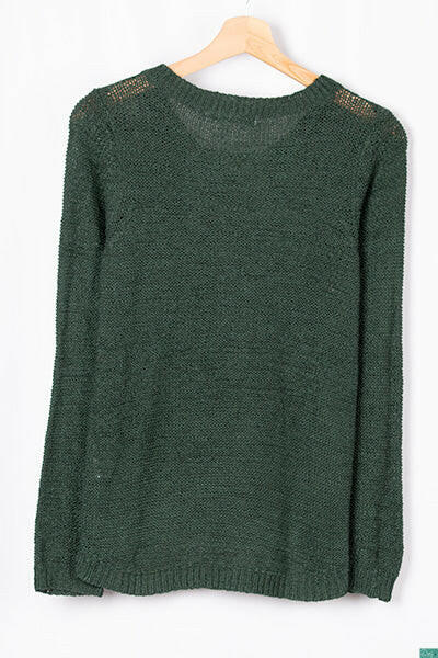 Ladies full sleeve casual fit round neck soft chunky sweater.