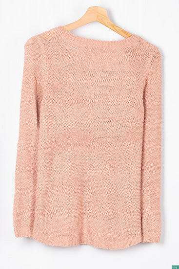 Ladies full sleeve casual fit round neck soft chunky sweater.