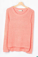 Ladies full sleeve casual fit round neck soft chunky sweater.