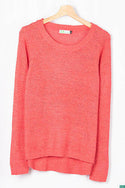 Ladies full sleeve casual fit round neck soft chunky sweater.