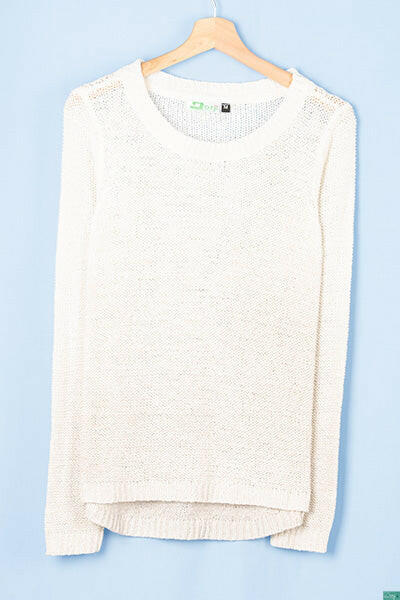 Ladies full sleeve casual fit round neck soft chunky sweater.