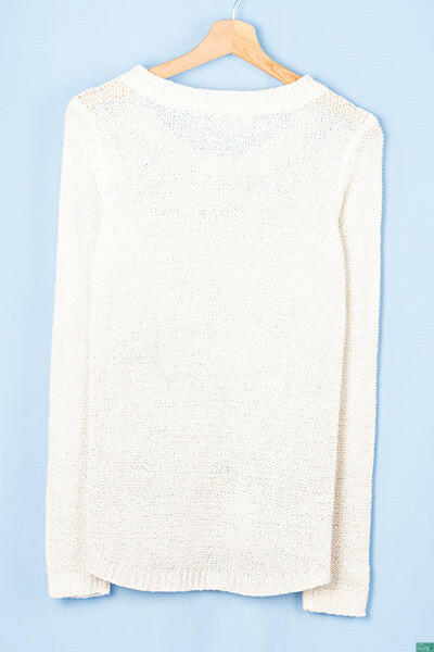 Ladies full sleeve casual fit round neck soft chunky sweater.