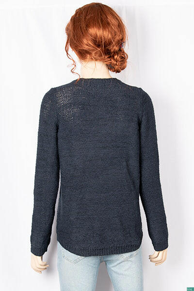 Ladies full sleeve casual fit round neck soft chunky sweater.