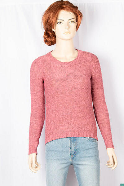 Ladies full sleeve casual fit round neck soft chunky sweater.