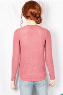 Ladies full sleeve casual fit round neck soft chunky sweater.