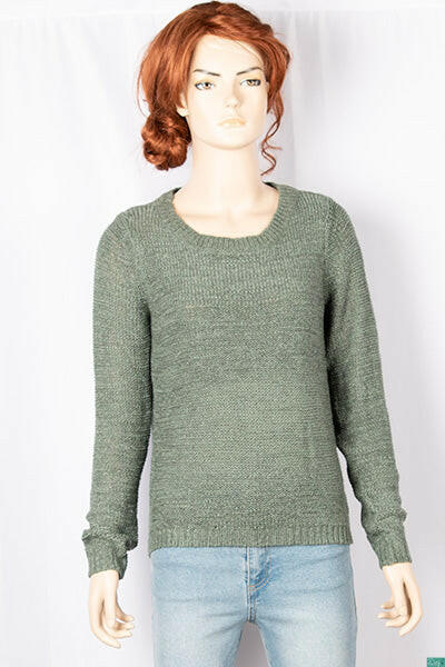 Ladies full sleeve casual fit round neck soft chunky sweater.