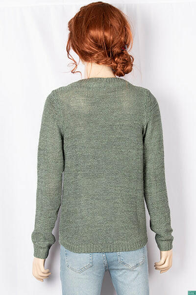 Ladies full sleeve casual fit round neck soft chunky sweater.