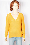 Ladies full sleeve casual fit V neck soft chunky sweater.