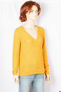 Ladies full sleeve casual fit V neck soft chunky sweater.