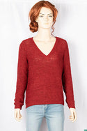 Ladies full sleeve casual fit V neck soft chunky sweater.