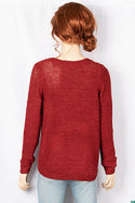 Ladies full sleeve casual fit V neck soft chunky sweater.