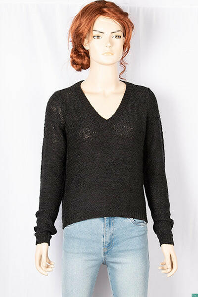 Ladies full sleeve casual fit V neck soft chunky sweater.