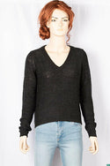 Ladies full sleeve casual fit V neck soft chunky sweater.