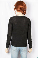 Ladies full sleeve casual fit V neck soft chunky sweater.