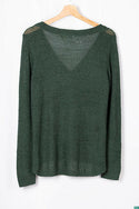 Ladies full sleeve casual fit V neck soft chunky sweater.