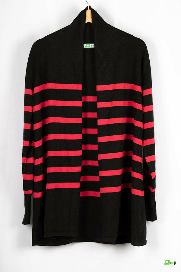 Ladies Casual fit long Drape front cardigan