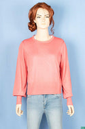 Ladies full sleeve round neck Casual fit light knitwear in Pink with nice back net design.