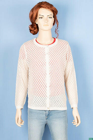 Ladies Crew neck full sleeve ladies’ soft silk glittery light net Cardigan.