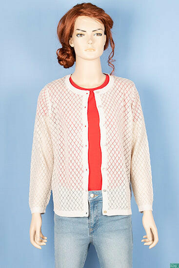 Ladies Crew neck full sleeve ladies’ soft silk glittery light net Cardigan.