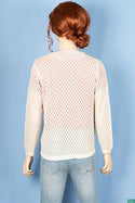 Ladies Crew neck full sleeve ladies’ soft silk glittery light net Cardigan.