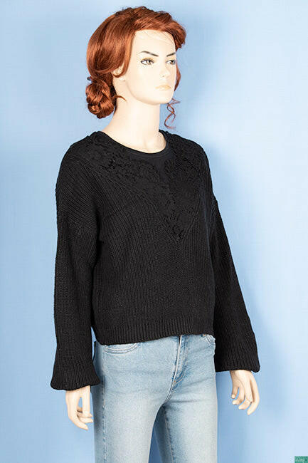 Ladies full sleeve ace design neck baggy Loose fit sweater.