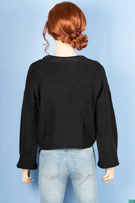 Ladies full sleeve ace design neck baggy Loose fit sweater.
