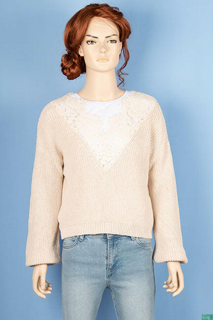 Ladies full sleeve ace design neck baggy Loose fit sweater.
