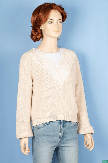 Ladies full sleeve ace design neck baggy Loose fit sweater.